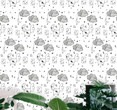 Tapeta zwierzęta wzór kreskówki koguta - TenStickers